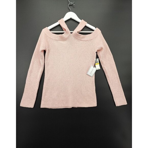 1.State Women's Midnight Garden Pink Lotus Cold Shoulder Sweater Size M - Picture 1 of 9